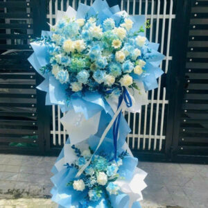 Kệ khai trương tông xanh dương